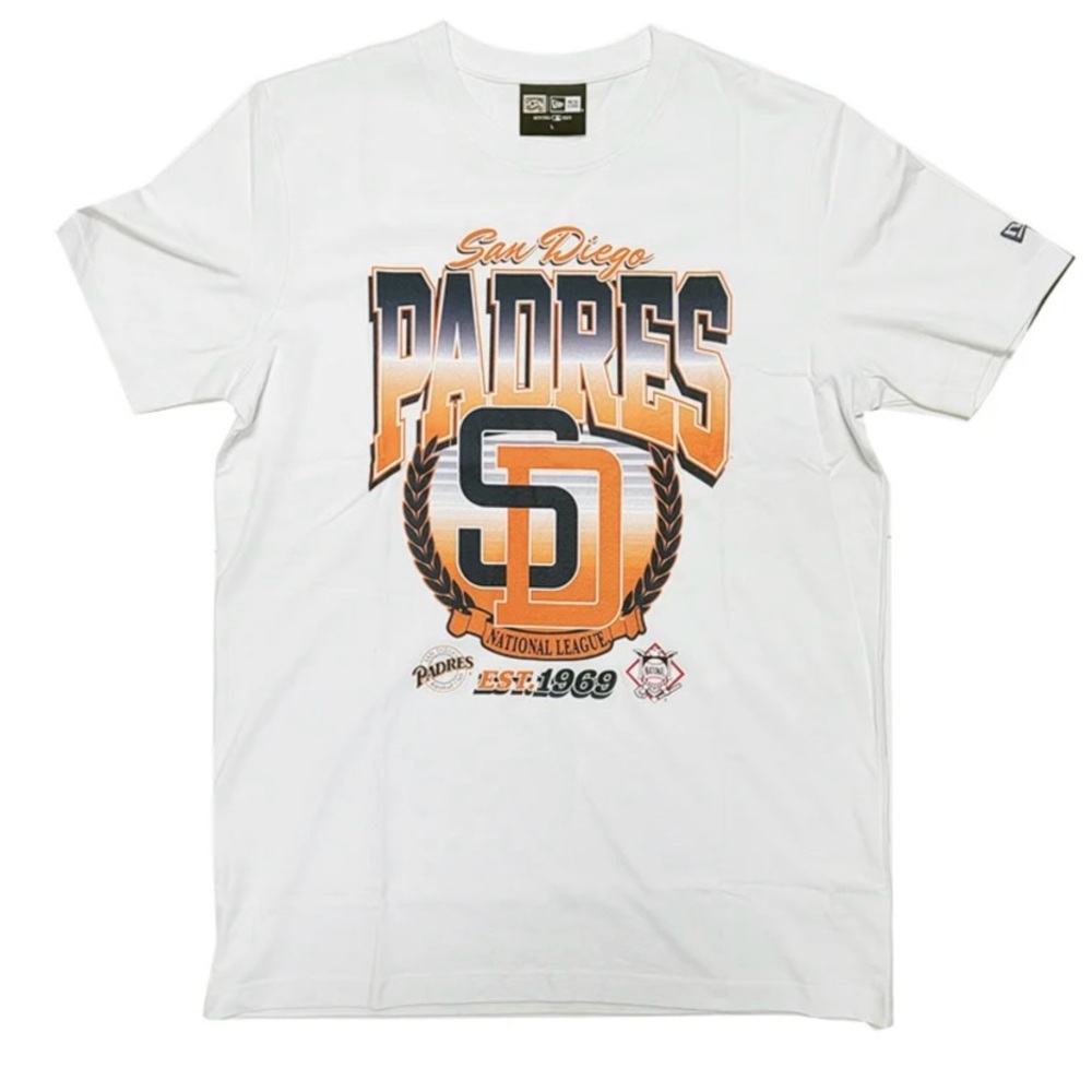 New Era White and Orange Padres Short Sleeve Tee